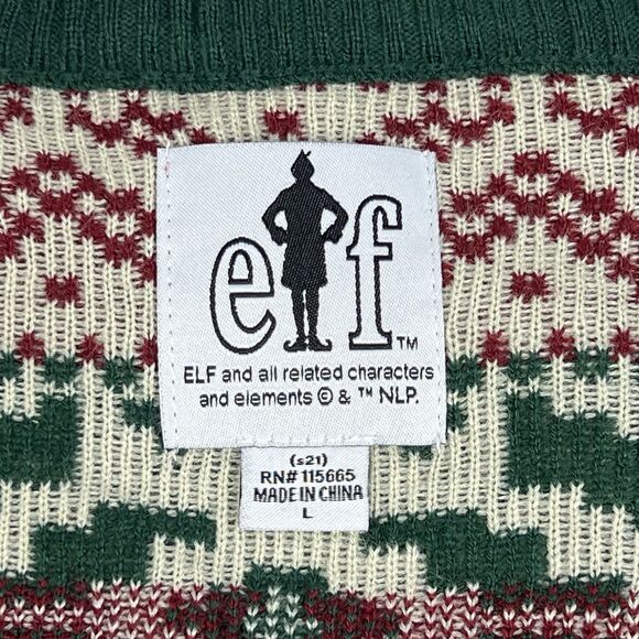 ELF Will Farrell Ninny Muggins Ugly Holiday Cardigan Grandpa Sweater Men’s Large - Picture 7 of 9